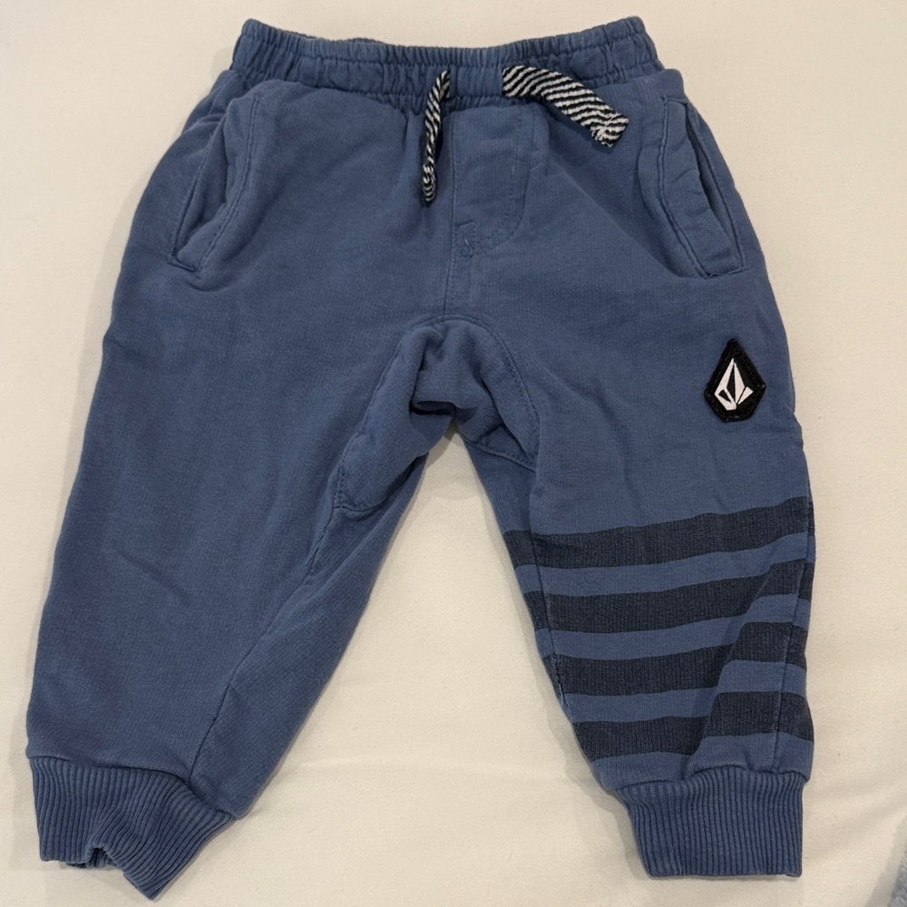 Volcom Kids Slate Blue Jogger Pants with Striped Leg